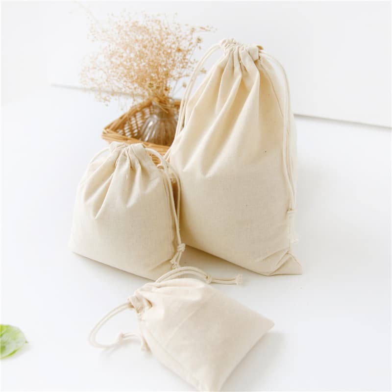 N185 Blank Bag Wholesale - Pure Cotton Drawstring Storage Bags, Tea Gift Bags in Solid Colors
