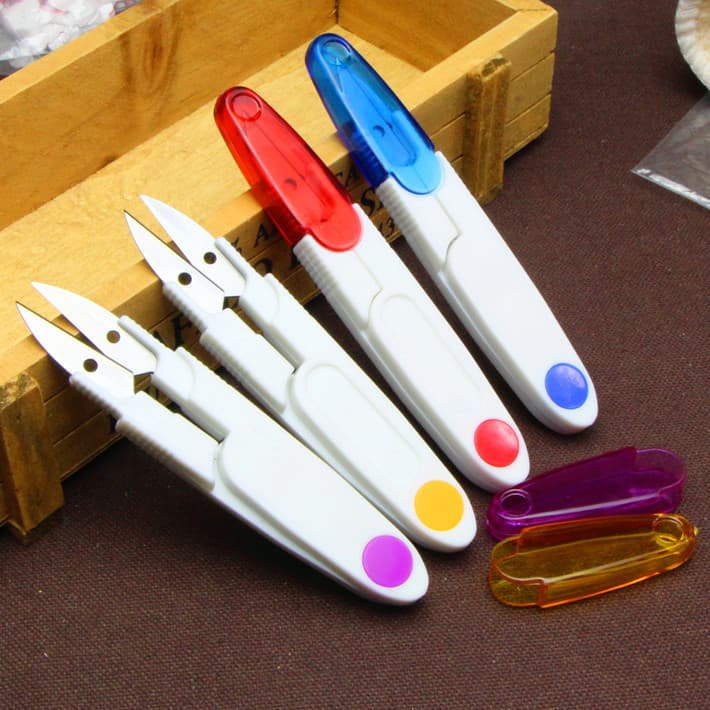 Colored Transparent Scissors with Cover, Spring Yarn Scissors, Yarn Snips
