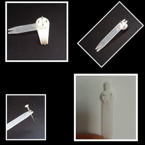 Markless nail assistant, protects hands and hook walls, models F001F, F002F, hook handrails.