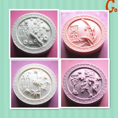 "Plum, Orchid, Bamboo and Chrysanthemum" four-piece soap mold/handmade soap mold/silicone mold/candle mold