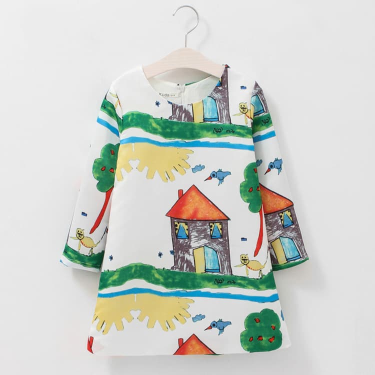 New printed girls' dresses, high-end children's clothing, cross-border Amazon and eBay supply fast sale, Instagram one-piece dropshipping