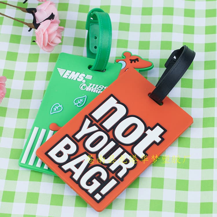 PVC Cartoon Luggage Tag Cartoon Boarding Pass Anti-Loss Name Tag Travel Tag Soft Rubber Card Holder with LOGO