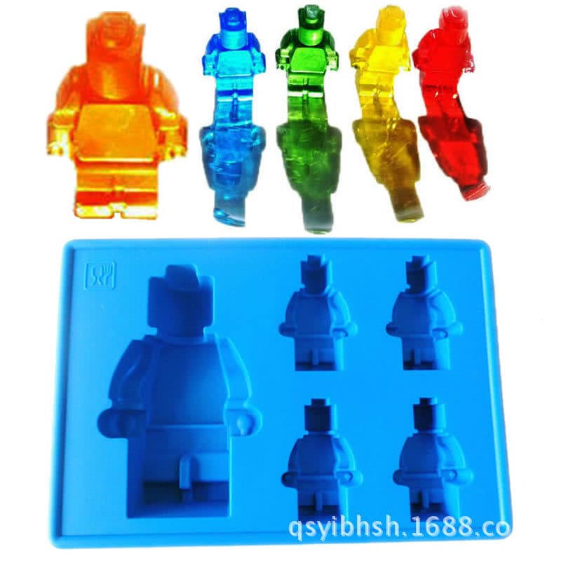 DIY Silicone 5-Piece Robot Ice Tray Silicone Cake Baking Mold Lego Mold Ice Mold Lego Man Food Grade