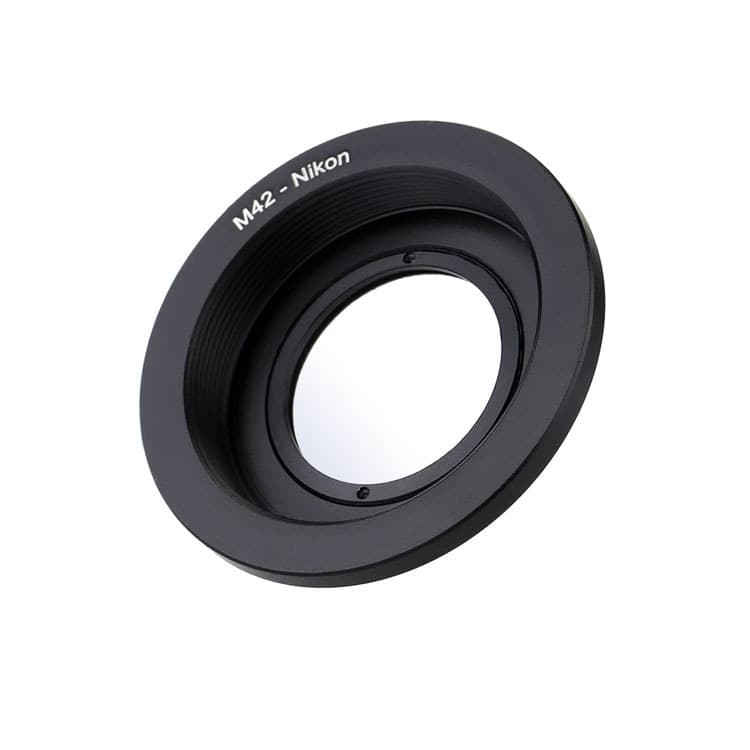 2+ M42-AI for Nikon adapter with corrective lens and infinity focus lens.