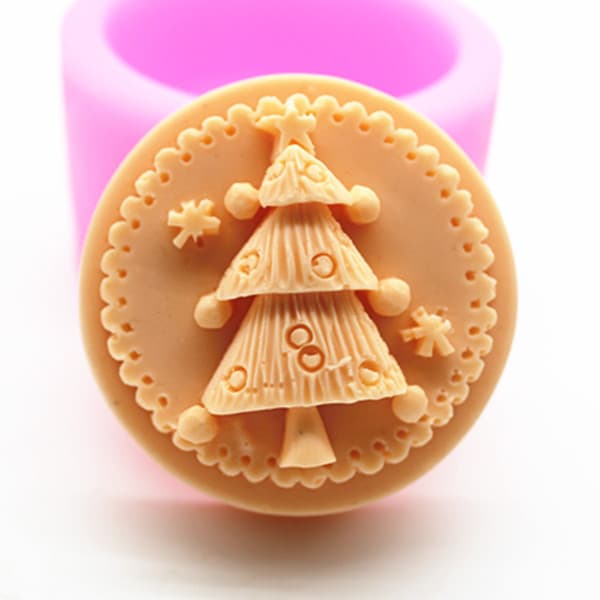 C422 Soap Mold / Handmade Soap Mold / Silicone Mold / Soap Mold / Silicone Soap Mold Round Christmas Tree