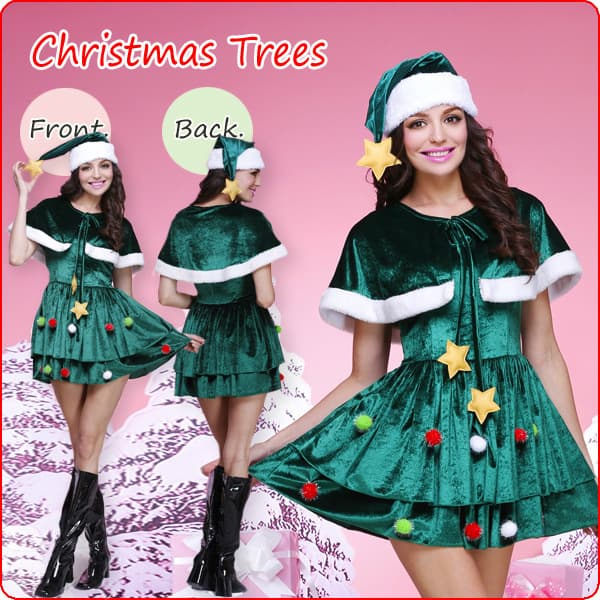 New European and American export Christmas tree role-playing Christmas costume, green shawl Christmas performance outfit