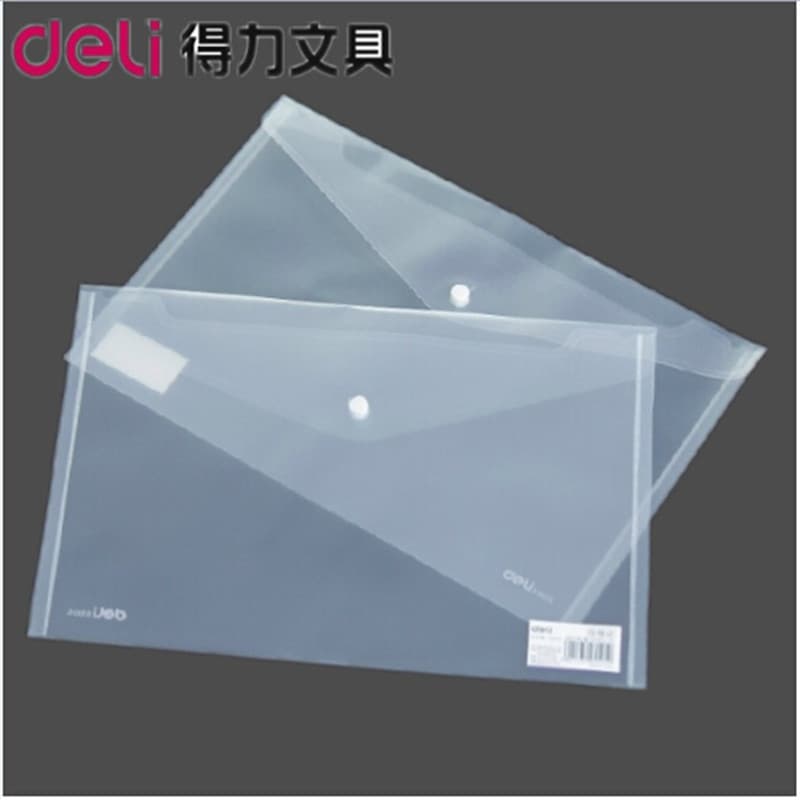 Deli 5505 Transparent Document Bag A4 File Bag Thickened Archive Bag Plastic Student Use Snap Button File