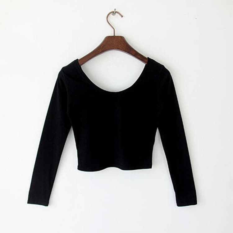 2021 Autumn/Winter Women's Base Layer Top, Korean Yoga Dance Wear, Combed Cotton Solid Color Long Sleeve Shirt Wholesale
