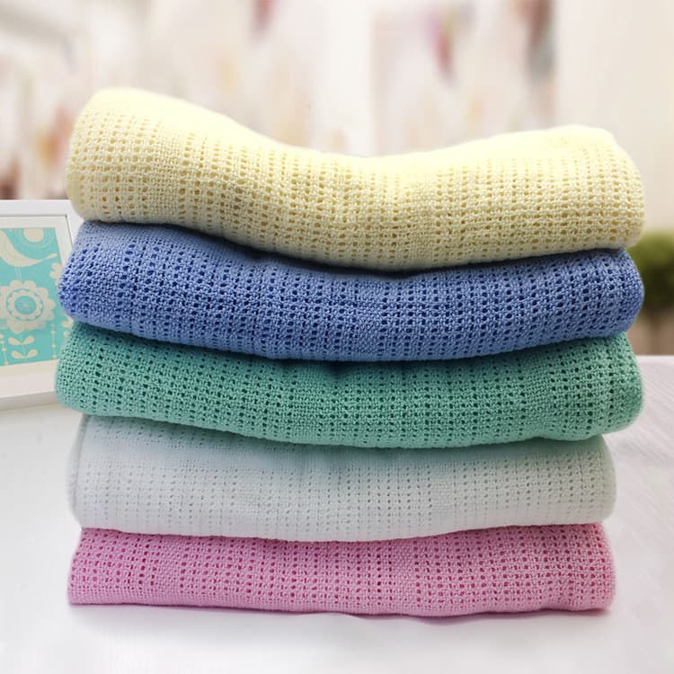Factory Direct Sales Infant & Child Swaddle Blanket, Foreign Trade Original Pure Cotton Solid Color Towel Hole Blanket, Children's Thickened Blanket, Sofa Throw