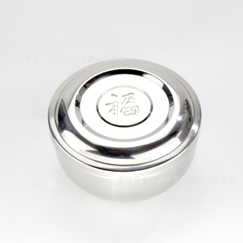 201 stainless steel covered bowl Korean non-magnetic rice bowl Korean double-layer blessing bowl 10.5 soup bowl export Korean export bowl
