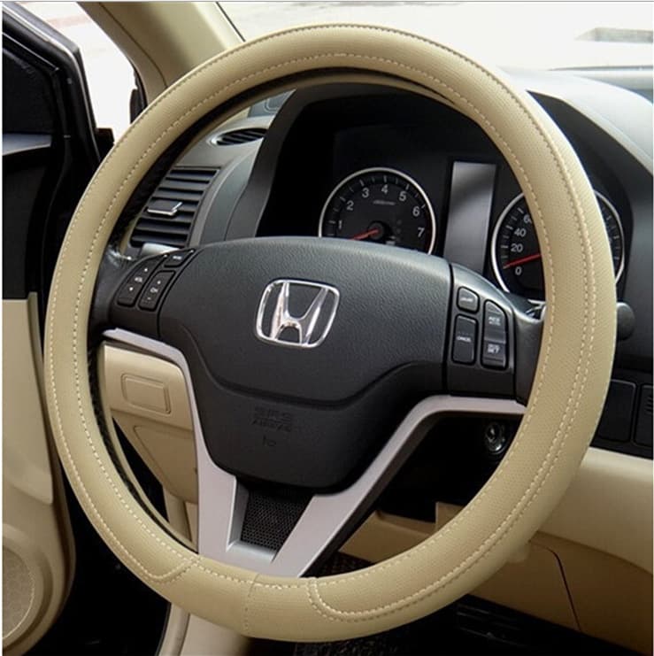 Car Steering Wheel Cover Faux Leather Breathable Anti-Slip Sweat-Absorbing All-Season Universal Matte Steering Wheel Cover for Honda