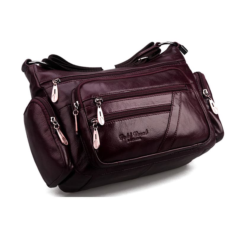 Golden Coral Middle-aged Women's Bag Genuine Leather Shoulder Crossbody Bag Casual Leather Handbag for Mothers 3196