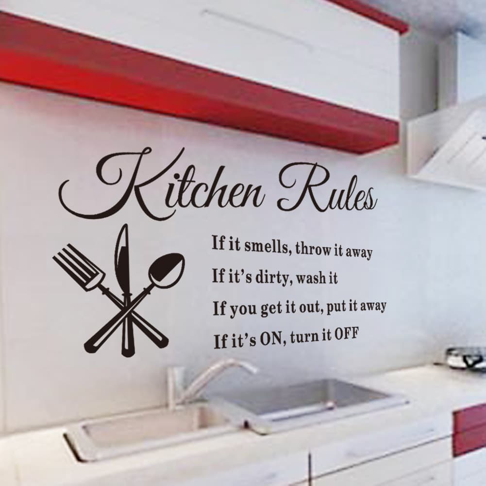 ZY8203 Kitchen Rules New Kitchen Waterproof Precision-Cut Removable Wall Sticker Decal