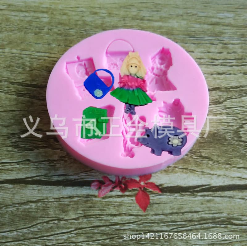 Factory Supply Princess Music Box Bag Silicone Cake Mold Baking Chocolate Mold Clay Epoxy Decoration