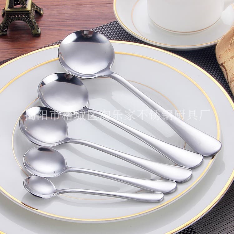 Factory wholesale restaurant stainless steel round spoon creative soup spoon stainless steel western tableware spoon multi-specification home coffee
