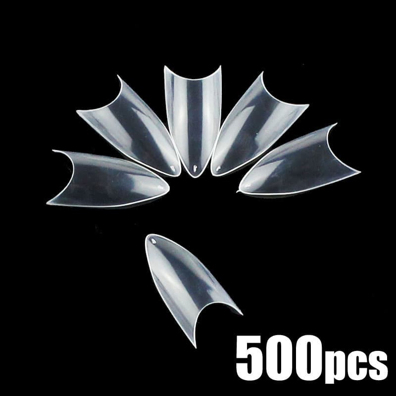 Nail Art Products French Half Sticker Fake Nail Transparent Pointed Salon Nail 500 Pieces Natural Pointed Nail Pieces