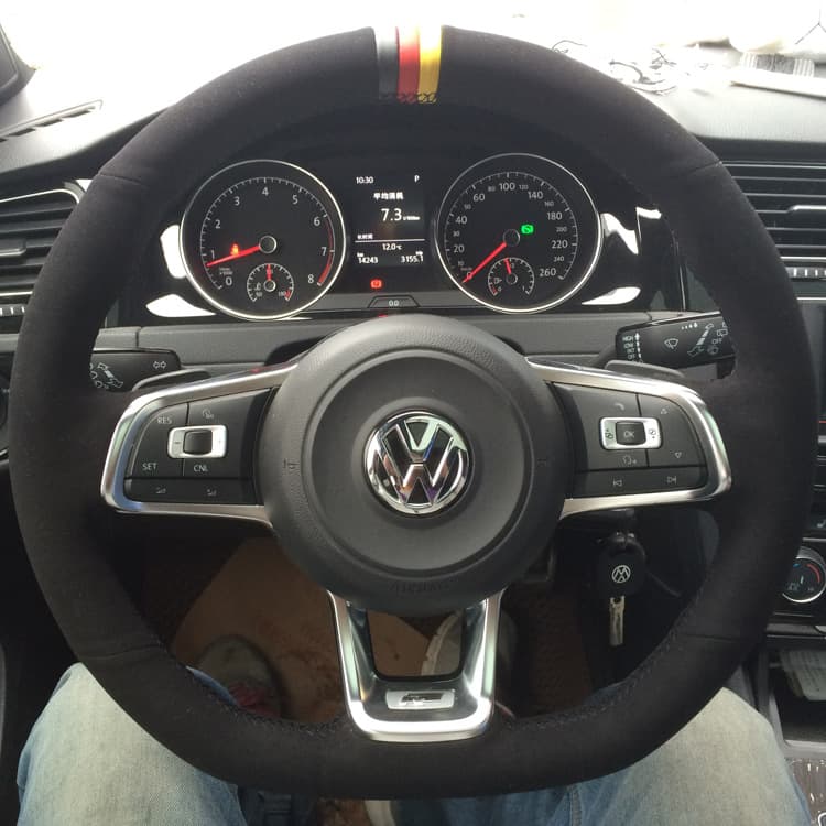 Tuang Golf 7R Suede Matte Hand-Stitched Steering Wheel Cover GTI Special Tarok Winter Hand-Stitched Cover Wholesale