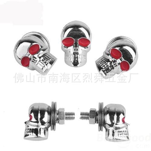 Motorcycle Modification License Plate Frame Skeleton Head Screw Skull Head Screw License Plate Decorative Skeleton