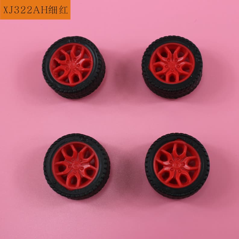 XJ322AH Thin Red Rubber-Coated Wheel, Toy Wheel, Toy Accessories, Tech Model Parts