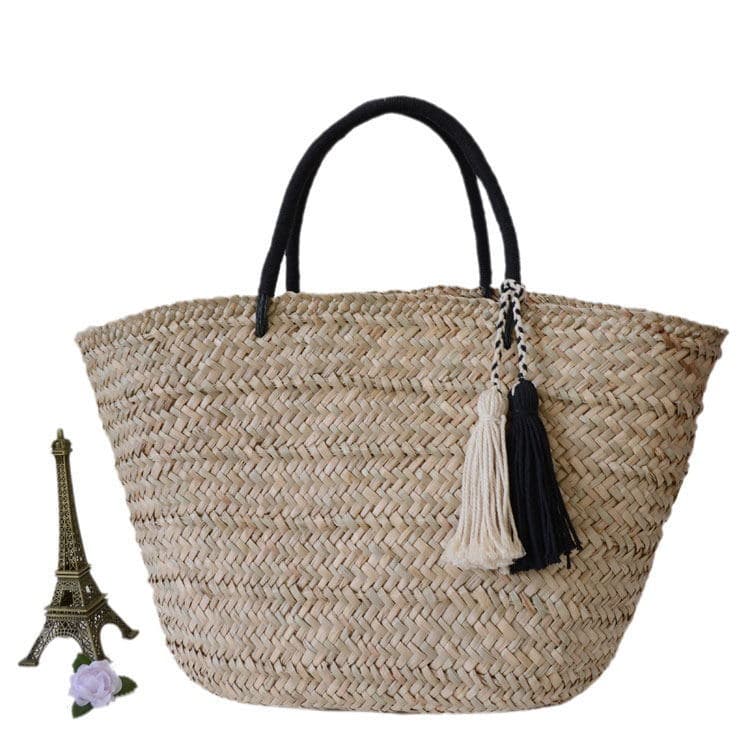 New Style Waterweed Woven Bag Fashion Simple and Generous Tassel Waterweed Handmade Woven Bag Beach Bag
