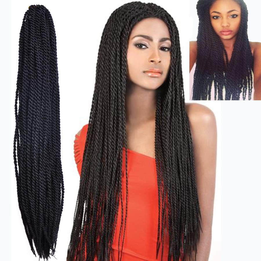Women's Long Straight Wig, African Dreadlocks, Senegal Braid Hair, Hand-Twisted Long Braids