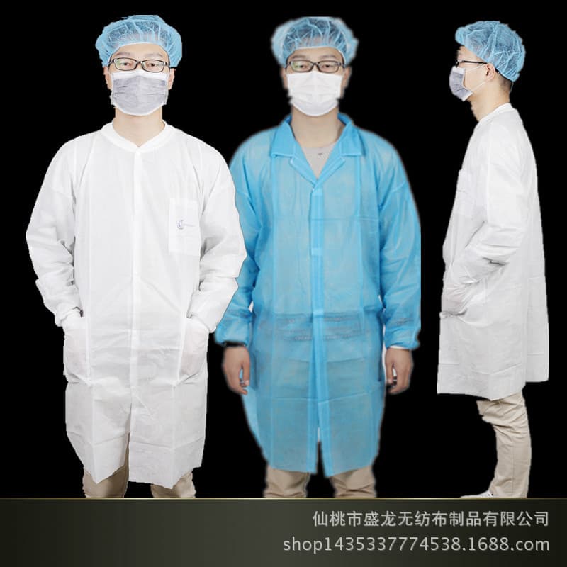 Disposable Non-Woven Workwear Non-Woven Experimental Gown Lab Coat Dustproof Suit Stock Supply