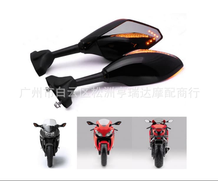 Motorcycle accessories LED indicator signal sports car rearview mirror Motorcycle modified cool black LED steering reversing mirror