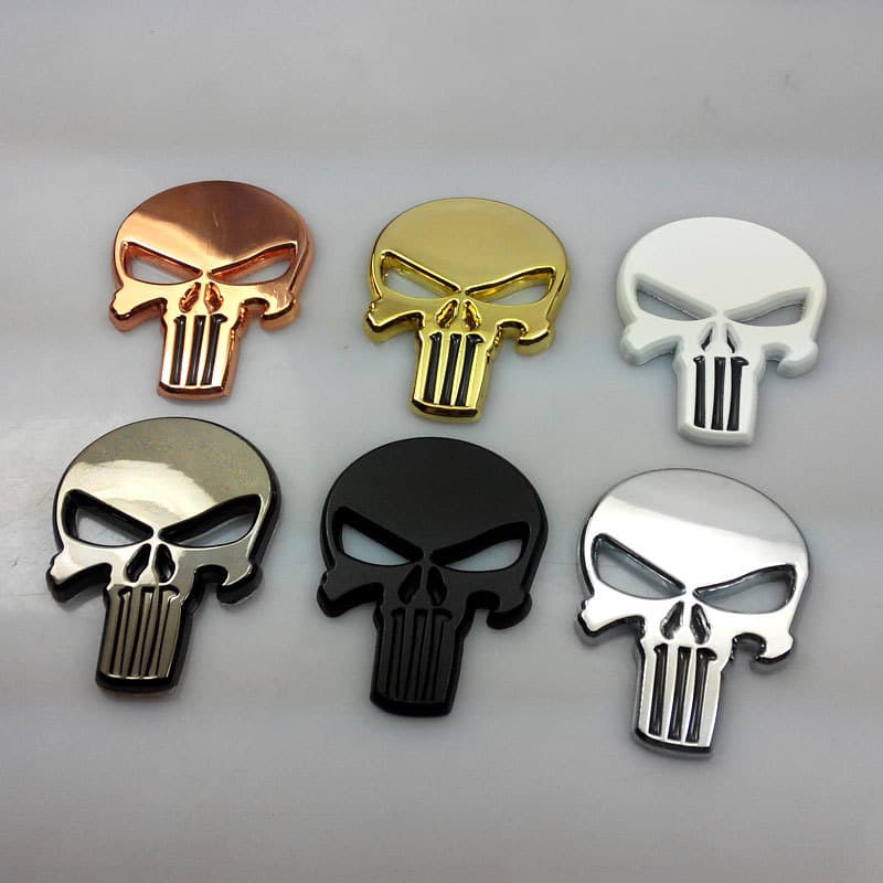 Motorcycle and Car Stickers, Modified Punisher Logo, Skull 3D Metal Sticker, Ghost Head Car Sticker