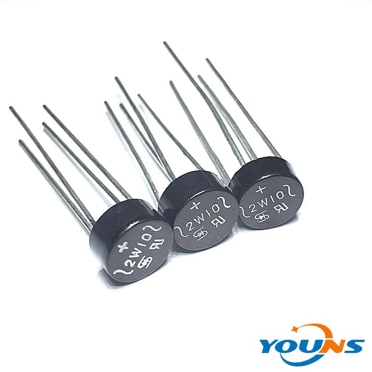 2W10 rectifier bridge 2A 1000V through-hole rectifier bridge stack round bridge new eco-friendly component wholesale
