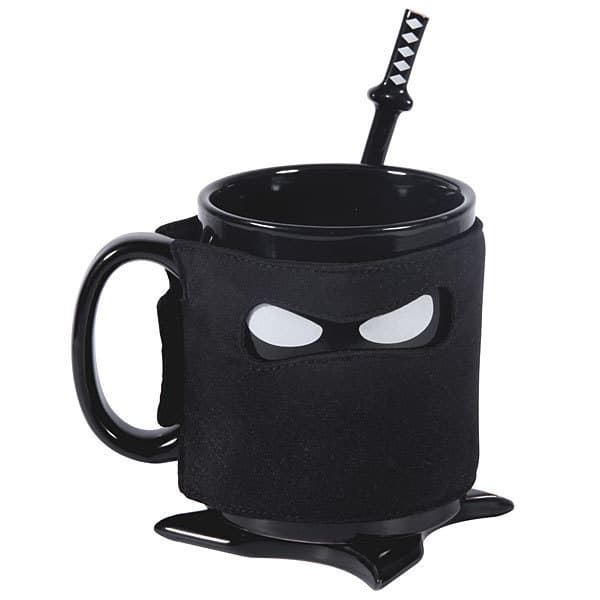 Ceramic Ninja Mug Thumbs Up Ninja Ceramic Coffee Cup Ceramic Mug with Spoon