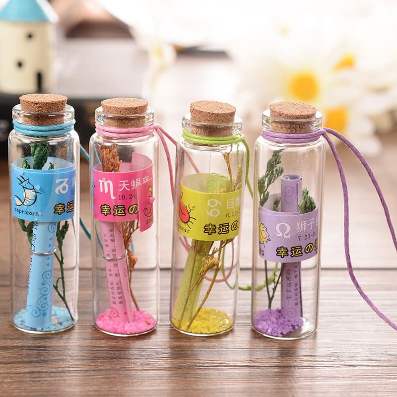 Small Cork Glass Bottle Mini Drift Bottle Wish Bottle with Lid Creative Home Lucky Bottle