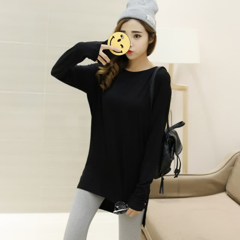 Spring/Summer Women's Loose Mid-Length Modal Long Sleeve T-Shirt, Slim Fit Base Layer Tee, Plus Size, Drop Shipping