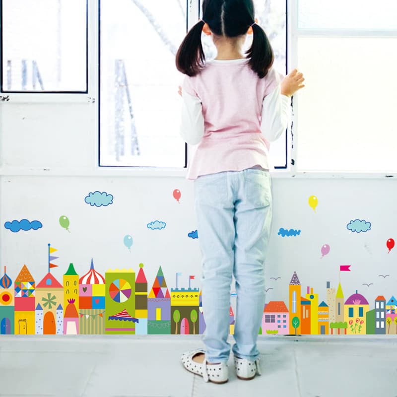 SK7069 Zhonglan manufacturer wholesale new colorful cabin children's room bedroom decoration removable waterproof wall stickers
