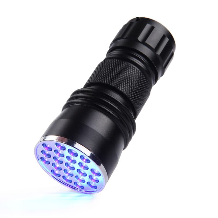 UV Flashlight 21 LED Ultraviolet Flashlight for Currency Verification, Anti-Counterfeiting Detection, Fluorescence, In Stock, Purple Light Flashlight