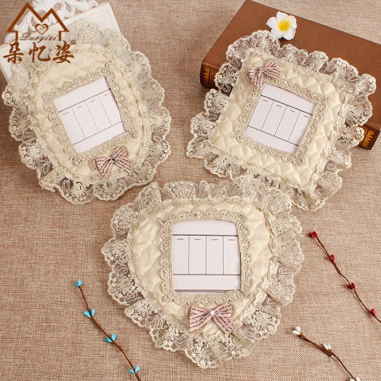 European Style Lace Embroidery Switch Stickers, Quilted Fabric Switch Covers Dustproof Wall Decals, Socket Protectors