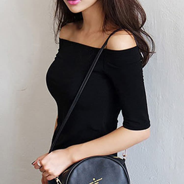 2022 Cross-border T-shirt Off-shoulder Sexy One-shoulder Top Women's Combed Cotton Base Layer Shirt Women's Autumn Winter Base Layer Top