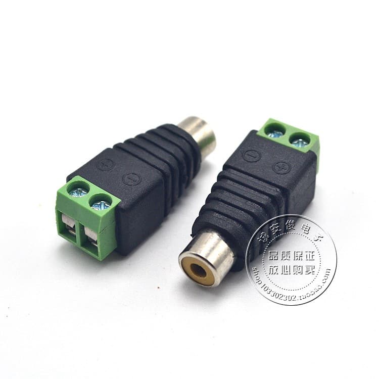 Green RCA Female Audio Connector, Screwless Solder-Free RCA Female AV Audio Jack