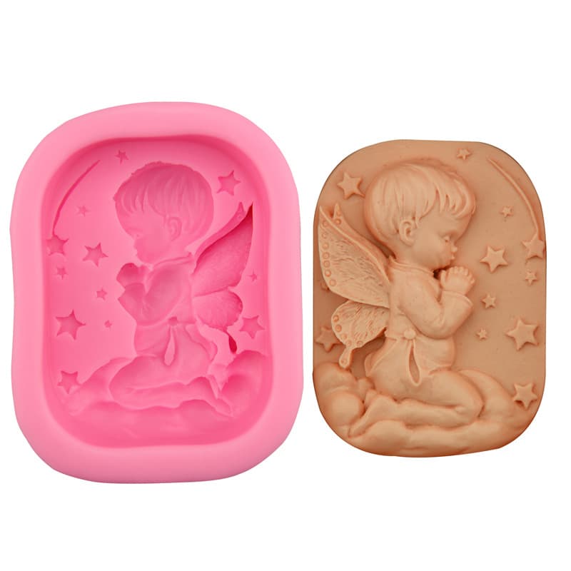 DIY Baking Tools 3D Little Angel Wishing Prayer Soap Mold Silicone Fondant Cake Mold H2816