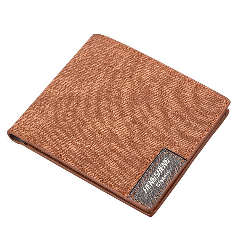 Cross-border E-commerce Men's European and American Retro Short Wallet Soft Leather Frosted Wallet Canvas Pattern Driver's License Card Holder Trendy
