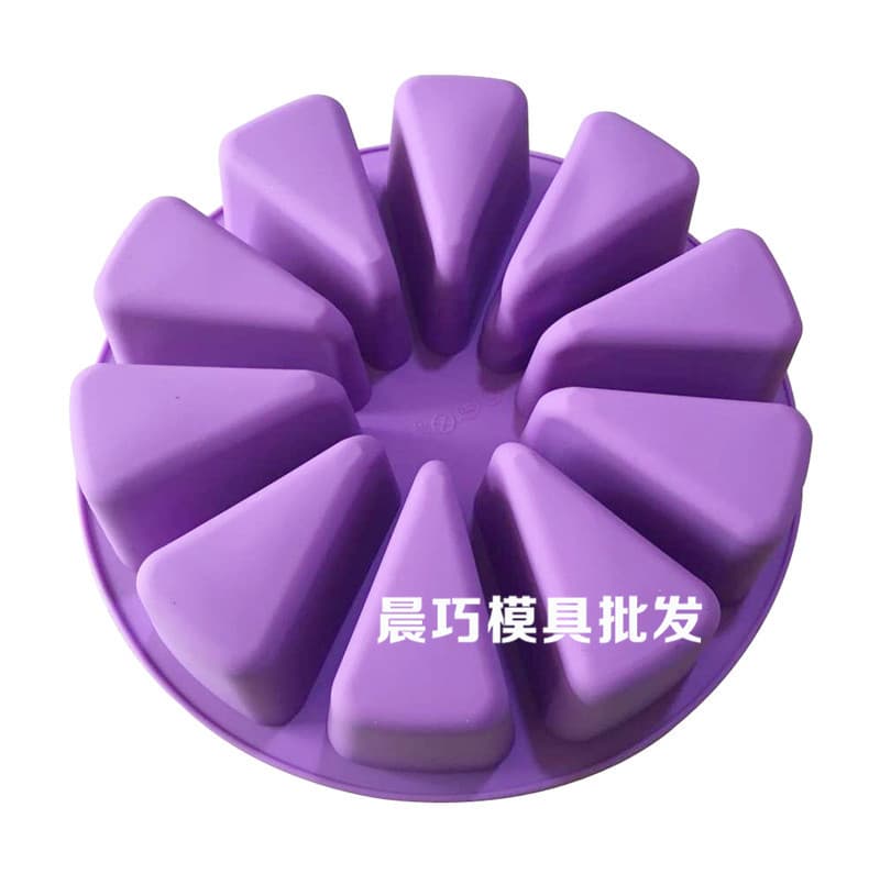 Silicone cake molds, handmade soap molds, large round triangle grinding tools, 10-cell watermelon mold