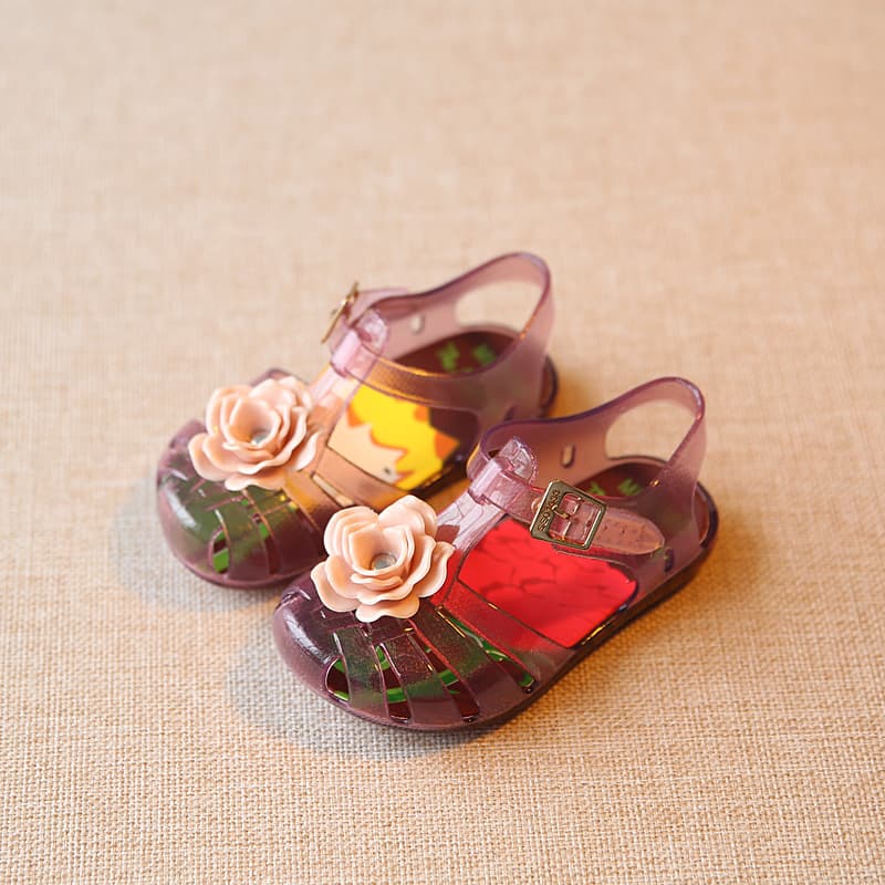 2022 New Summer Mini Sed Prince Flower Children's Closed-Toe Korean Style Kids Sandals Girls Jelly Shoes