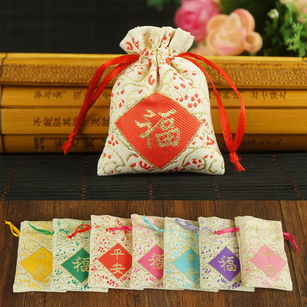Wholesale 7-Color Peace Blessing Sachet Car Hanging, Embroidered Herbal Lavender Empty Bag DIY