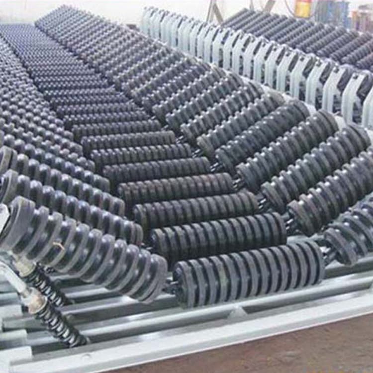 Conveyor belt accessories, rubber buffer roller sets, trough-type brackets, non-powered rollers, belt-type.
