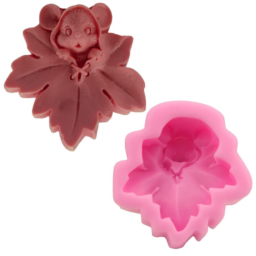 Adorable Mouse on Maple Leaf Silicone Cake Mold for Sugar Art Baking Tools DIY Soap Mold Irregular Shape Kitchen Cooking Tools