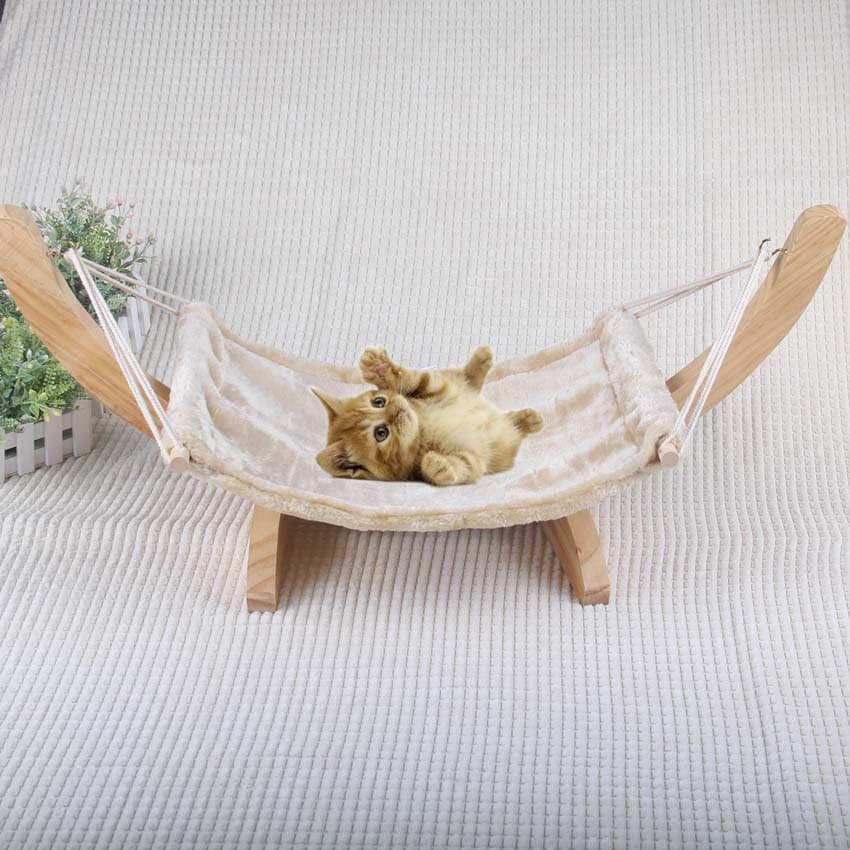 Cat Hammock Cat Cradle Solid Wood Breathable Pet Cat Hammock Cat Hanging Bed Cat Toy Bed