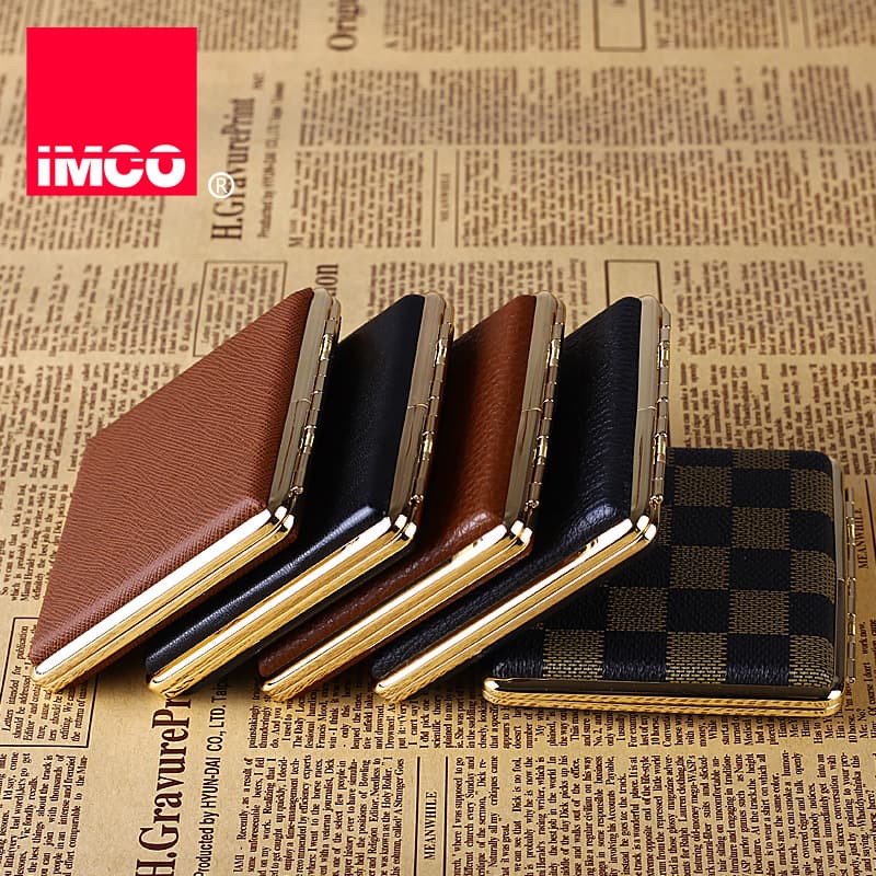 Genuine Wholesale Aiku IMCO Cigarette Case Brass Leather Cigarette Case 20-Cigarette Capacity Gift for Men
