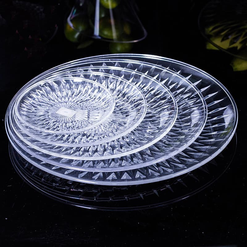 Creative acrylic fruit plate plastic crystal transparent fruit plate KTV bar supplies snack plate dry fruit plate round