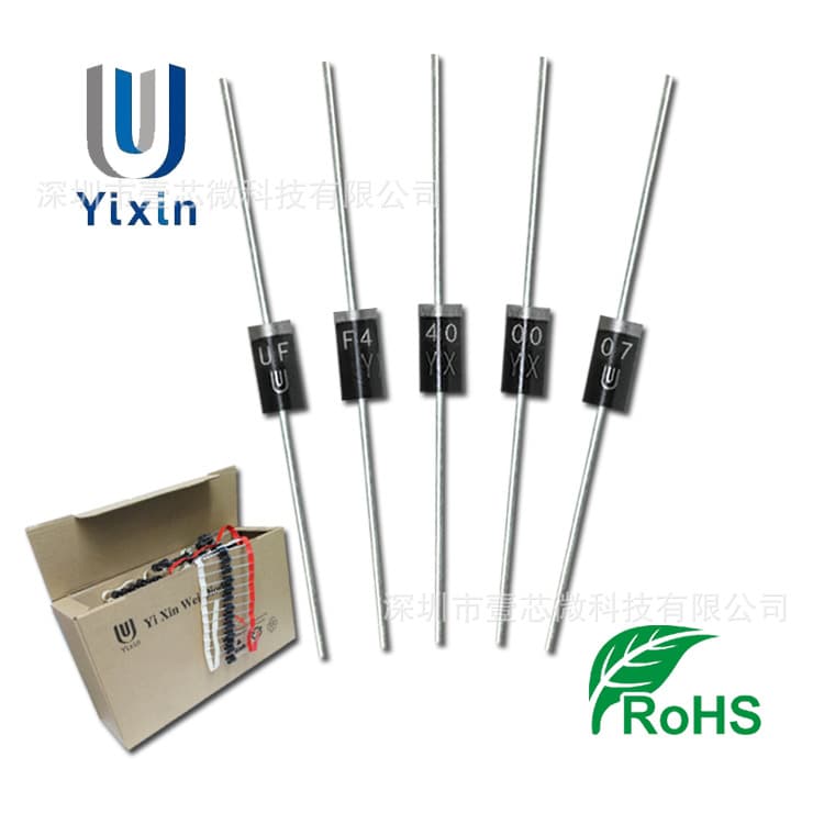 Factory Direct, Through-Hole UF4007 DO-41 Package, 1A 1000V Ultra-Fast Recovery Diode