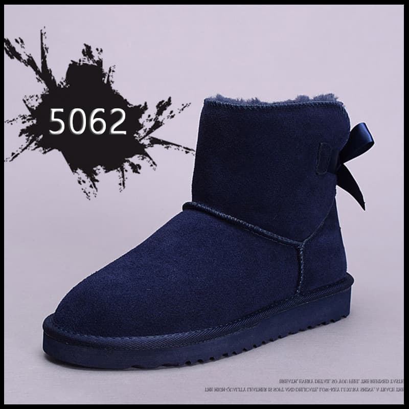 5062 Snow Boots Cowhide Leather Women's Low-Top Lace-Up Bowknot Factory Direct
