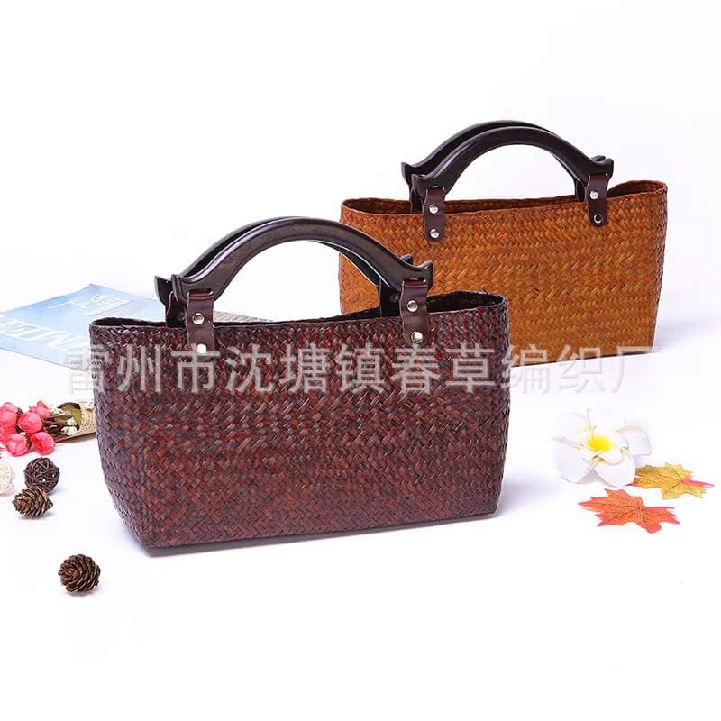 Straw bag, women's handbag, tote bag, travel beach bag BM02